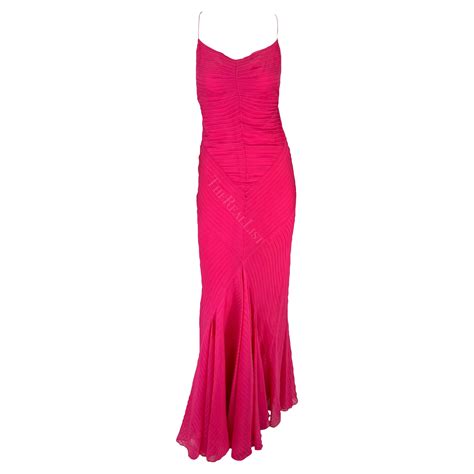 S S 2004 Ralph Lauren Runway Hot Pink Pleated Chiffon Backless Cowl Gown For Sale At 1stDibs