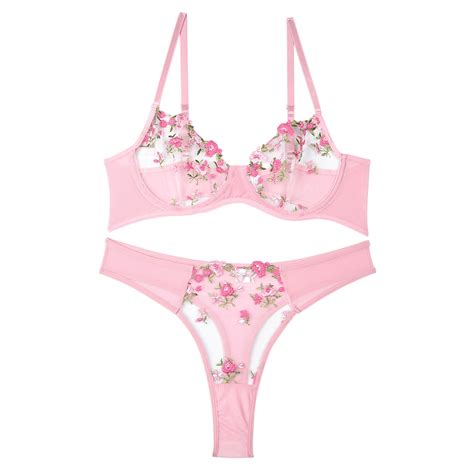 Penkiiy Women S Sexy Exotic Lace Piece Lingerie Set Sexy Hearts Print See Through Bra And