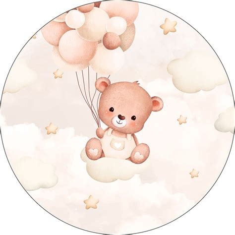 Painel Redondo Festa Tecido Sublimado D Chá de Bebe Nude