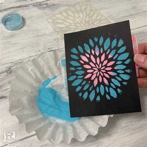 embossing powder flower burst card  jess francisco