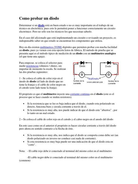 Como Probar Un Diodo | PDF | Diodo | Transistor