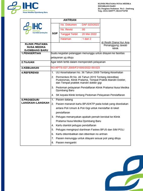 Sop Antrian Pdf