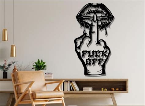 Middle Finger Dxf Svg Png Files Fuck Off Lips Etsy