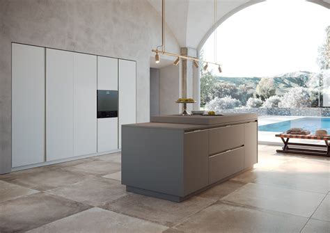 Era Lacquered Kitchen With Island With Integrated Handles By Febal Casa