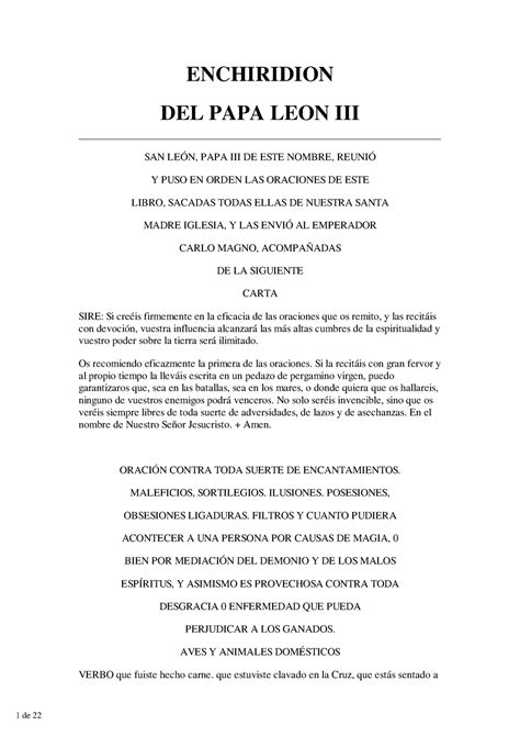 Papa Leon III El Enchiridion Ritual Del Exorcista ENCHIRIDION DEL