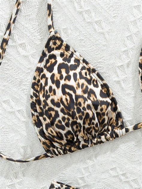 Shein Swim Conjunto De Mai Bikini Estampa Aleat Ria Feminino Estilo Tri Ngulo Micro