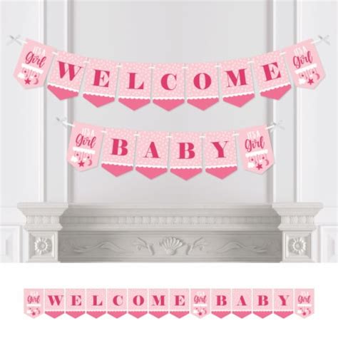 Big Dot Of Happiness It S A Girl Pink Baby Shower Bunting Banner