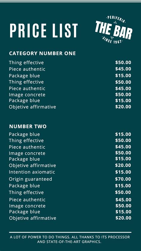 price list  pictures  word   calendar printable templates