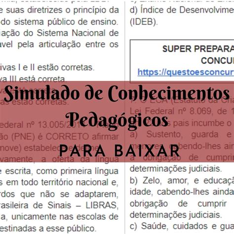 Questões Concurso Pedagogia Bncc Pne Eca Questões Concurso Pedagogia