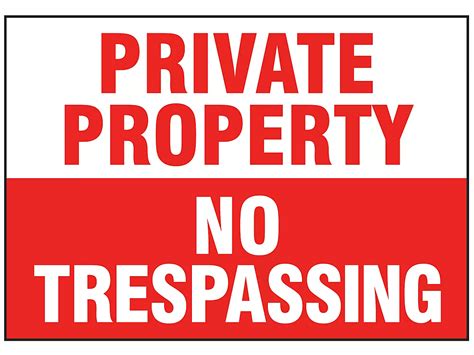 "Private Property No Trespassing" Sign - Vinyl, Adhesive-Backed S ...