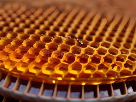 Honeycomb With Honey And Comb Close Up Ai Generated Stock