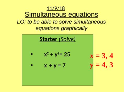 Quadratic Simultaneous equations Graphically | Teaching Resources