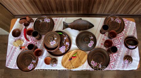 Набор глиняной посуды Керамклуб Для семейного ужина на 4 персоны Сакура ...