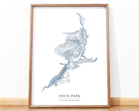 Modern Frick Park Map, Topo Map, Pittsburgh Park Map, Minimalist Map ...