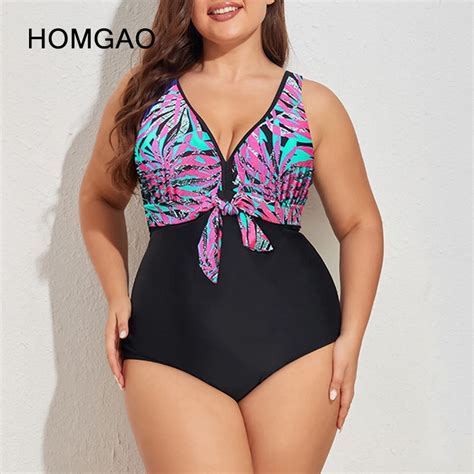 Homgao Plus Size Mulheres One Piece Swimsuits Sexy V Neck Push Up