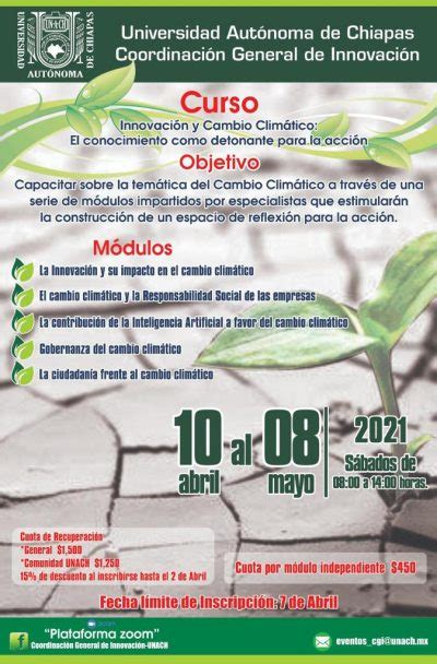 Convoca UNACH a participar en curso sobre el cambio climático