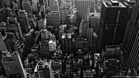 New York City Usa Black White Buildings Top View Background Black And