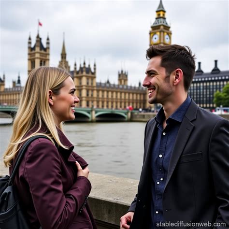 Blonde Woman And Friend On Big Ben Stable Diffusion Online