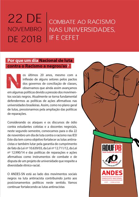 Por Que Um Dia Nacional De Luta Contra O Racismo A Negros As Adufpb