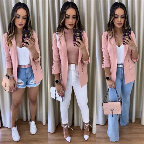 Blazer Rosa💓 Looks Casuais Femininos Looks Looks Elegantes