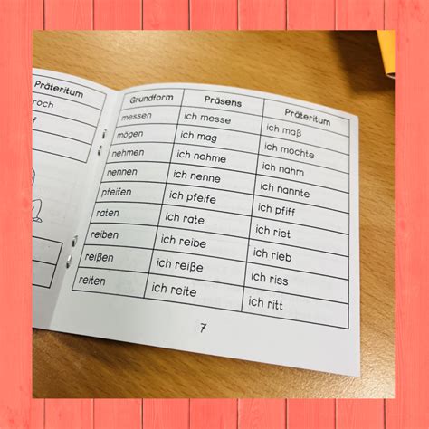 Merkheft - unregelmäßige Verben im Präteritum - Frau Locke