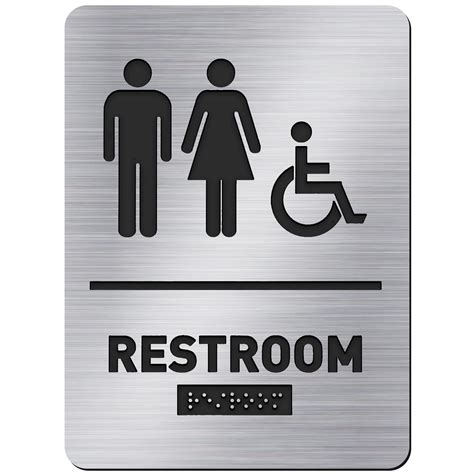 All Gender Bathroom Sign Unisex And Handicap Braille Restroom Sign By