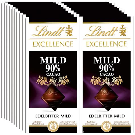 Lindt Excellence Mild 90% Cacao 100g Schokolade, 20 Tafeln Schokolade ...