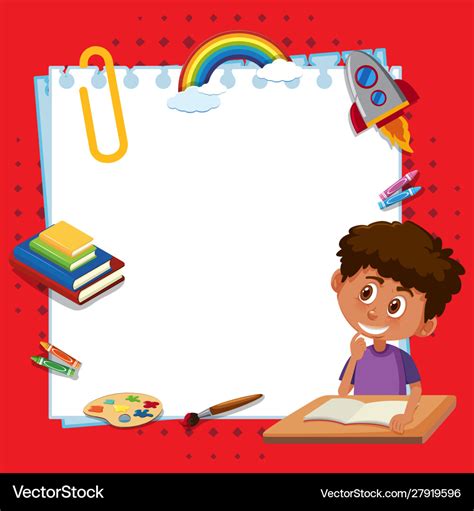 frame template design  boy reading book vector image