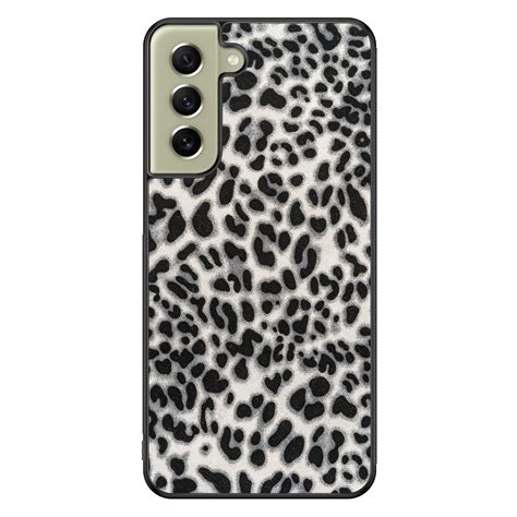 Samsung Galaxy S21 FE hoesje - Luipaard grijs - Leuke Telefoonhoesjes