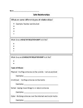 Healthy Vs Unhealthy Relationships Worksheet Pdf Therapybypro