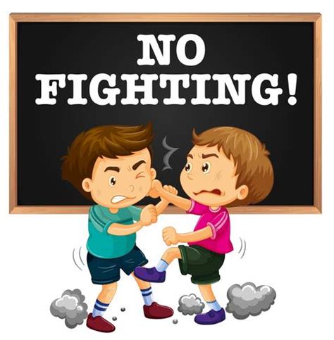 No fighting sign and boy fighting 358823 Vector Art at Vecteezy