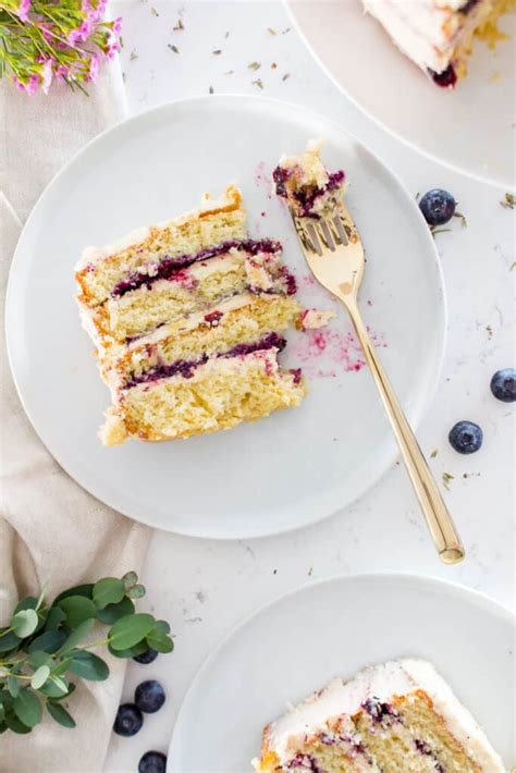 Blueberry Lavender Naked Cake With Whipped Vanilla Buttercream