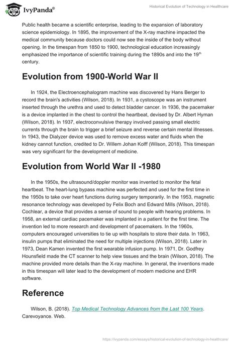 Historical Evolution of Technology in Healthcare - 668 Words | Essay ...