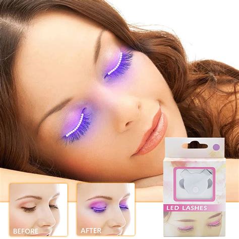 Iwruhzy Halloween Led Lighted False Eyelashes Luminous Glowing Makeup Strip Lashes Lamp Double