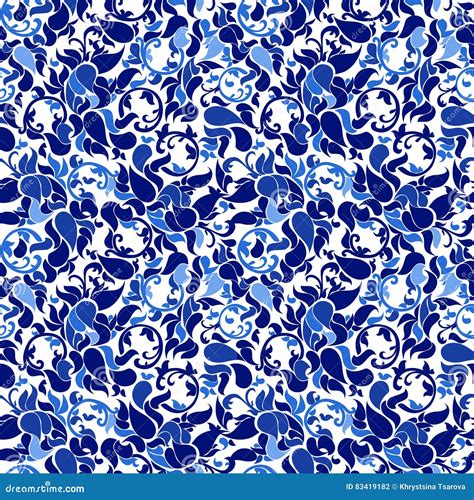 Chinese Traditional Floral Texture. Blue and White Seamless Pattern Stock Vector - Illustration ...