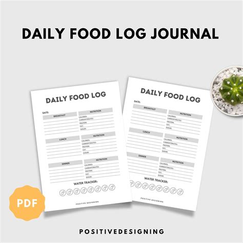 Food Journal Printable Meal Planner Food Tracker Meal Tracker