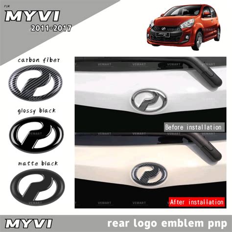 Vemart Myvi Lagi Best Icon 2011 2017 Rear Logo Emblen Frame Cover