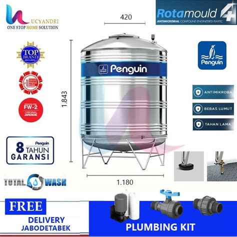 Jual Tangki Air Penguin Stainless TBSK 1500 STAINLESS STEEL Toren Air