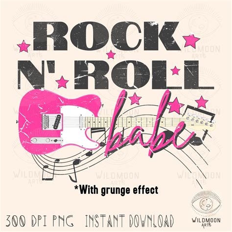 Rock N Roll Babe Png Sublimation Designs Boho Designs Hippie Png Hippie Sublimation Rocker