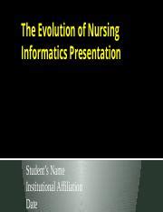 The Evolution Of Nursing Informatics Course Hero