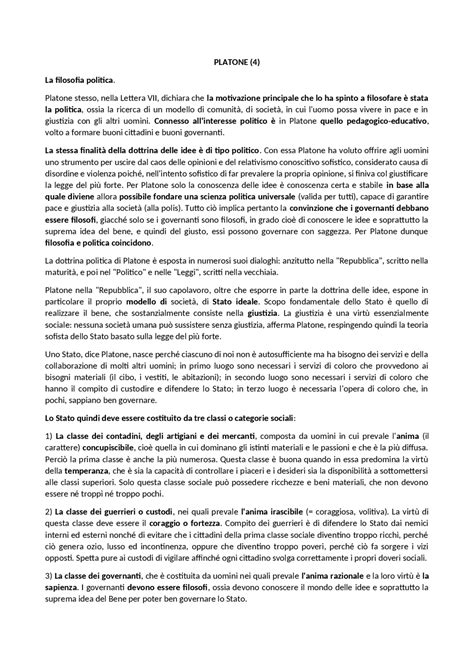 La Filosofia Politica Di Platone Appunti Di Filosofia Docsity