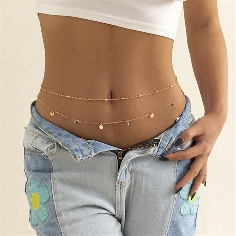Shiny Sequin Plus Size Chain Waist Belt Bikini Waist Belt Belly Chain Body Jewelry Multilayer