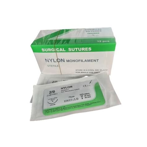 Конци за зашиване, 12 бр., НАЙЛОН, USP 2/0, 75 см, 3/8 кривина, 30 мм ...