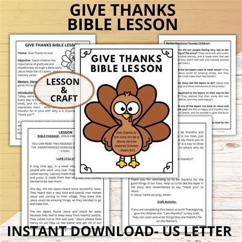 Give Thanks Thanksgiving Bible Lesson and Craft, Sunday School Bible ...