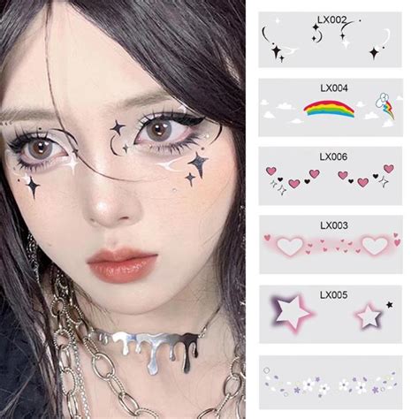Cute Love Face Tattoo Stickers Diy Face Stickers Rave Party Temporary