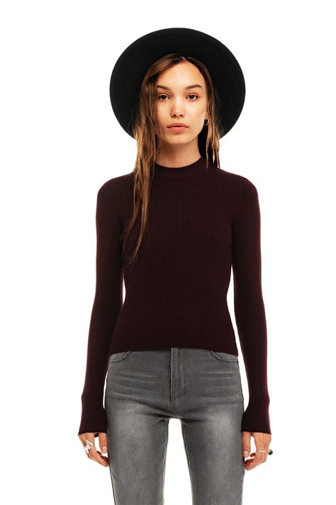 Джемпер облегающий в рубчик 2131486869, цвет: бордовый (124) по цене ...