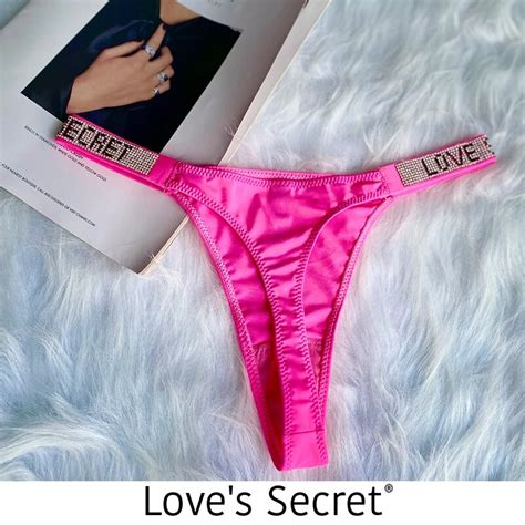 Loves Secret Sexy Rhinestones Panties Women Thongs Letter Diamonds G