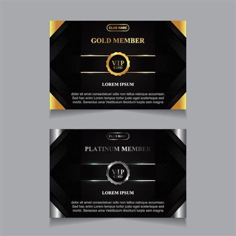 Premium Vector Luxury Golden And Platinum Vip Member Card Design Template