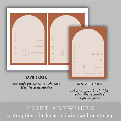 Juniper Arched Boho Wedding Save The Date Template Terracotta Etsy