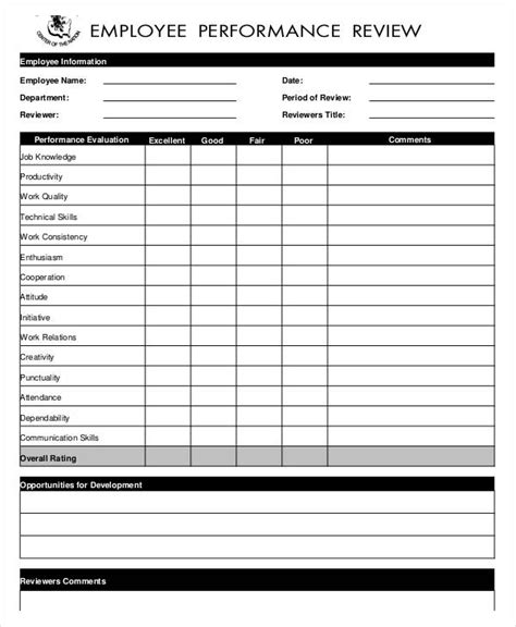 Free Printable Employee Evaluation Form - Printable Forms Free Online 